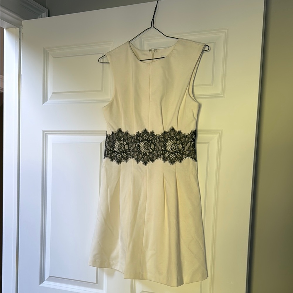 BCBGeneration Cream Pleated Sheath Mini Dress